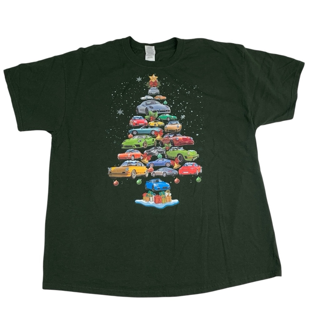 Men’s Christmas T-Shirt Size XL Cars Automotive Holidays Gift Christmas Tree